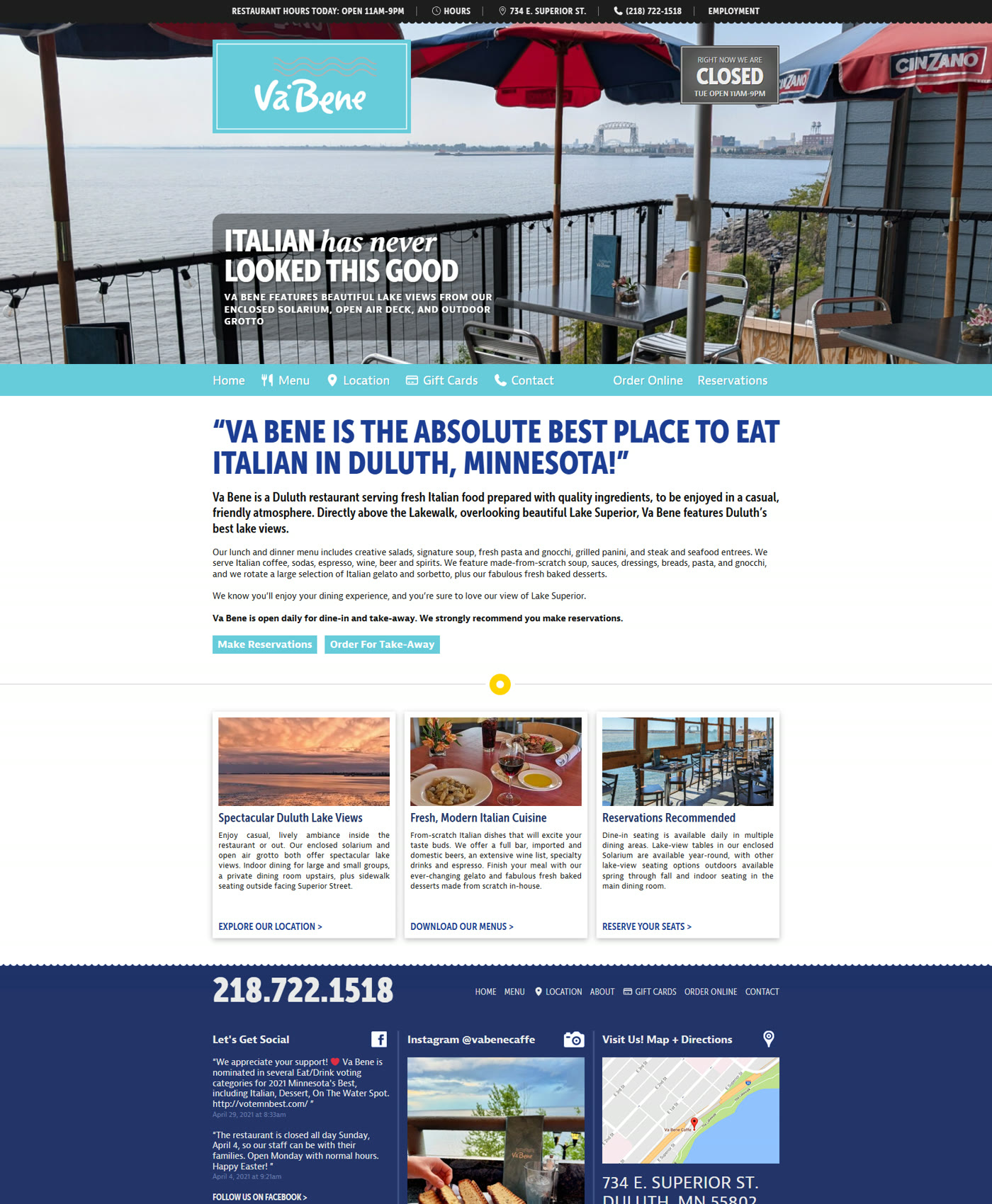 Va Bene website